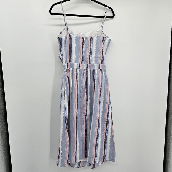 Gianni Bini Stripe Peek A Boo Cotton  spaghetti Strap Midi dress Womens Large - Picture 2 of 6